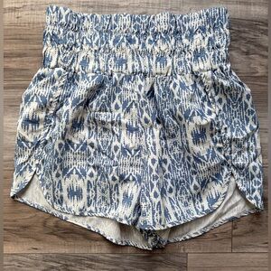 High Waist Blue and White Women's Shorts